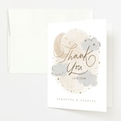 "Moon and stars" - Baby Shower Thank You Cards in Latte by Creo Study - Front