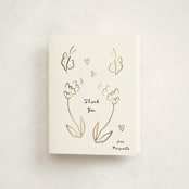 "Golden Flowers" - Baby Shower Thank You Cards in Cloud by Ani Somi - Front