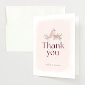 "Tweet Tweet" - Baby Shower Thank You Cards in Blush by Itsy Belle Studio - Front