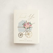 "Pram Bouquet" - Baby Shower Thank You Cards in Cloud by Everett Paper Goods - Front