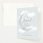 "Moondust" - Baby Shower Thank You Cards in Cloud by Everett Paper Goods - Front