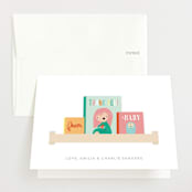 "Modern Book Shelf" - Baby Shower Thank You Cards in Brights by Itsy Belle Studio - Front
