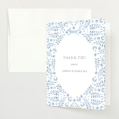 "Foxy Baby Shower" - Baby Shower Thank You Cards in Denim by Hallie Fischer - Front