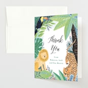 "Jungle Animal Sketchbook" - Baby Shower Thank You Cards in Canary by Alethea and Ruth - Front