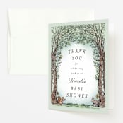 "Victorian Forest Scene" - Baby Shower Thank You Cards in Mint by Becky Nimoy - Front