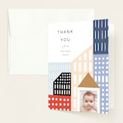 "Modern new kid on the block" - Baby Shower Thank You Cards in Sky by Alethea and Ruth - Front