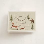 "Forest Adventure" - Baby Shower Thank You Cards in Olive by Elly - Front