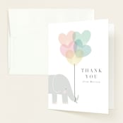 "Elephant" - Baby Shower Thank You Cards in Peony by Lori Wemple - Front