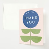 "Bold Blossom" - Baby Shower Thank You Cards in Bluebell by Lehan Veenker - Front