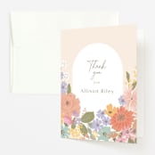 "Petite Garden" - Baby Shower Thank You Cards in Flamingo by Jennifer Wick - Front