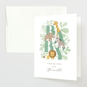 "Petite Safari" - Baby Shower Thank You Cards in Mint by Jennifer Wick - Front