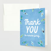 "Baby on Board" - Baby Shower Thank You Cards in Aqua by Jessie Steury - Front