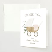 "Boho Buggy" - Baby Shower Thank You Cards in Porcelain by Everett Paper Goods - Front