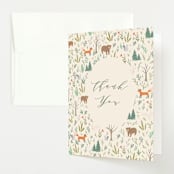 "Oval Forest" - Baby Shower Thank You Cards in Sand by Hannah Williams - Front