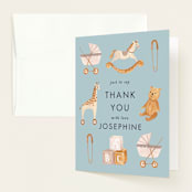 "Prams, bears and baby" - Baby Shower Thank You Cards in Cloud by Sarah Knight - Front