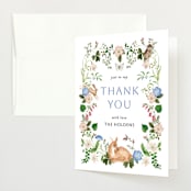 "Spring woodland" - Baby Shower Thank You Cards in Elderflower by Sarah Knight - Front