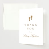 "Footprint" - Baby Shower Thank You Cards in Golden by Stacey Meacham - Front