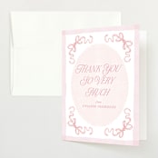 "Doodle Bow Frame" - Baby Shower Thank You Cards in Petal by Jackie Crawford - Front