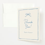 "ribbon bow drawing" - Baby Shower Thank You Cards in Dusty Blue by Cass Loh - Front