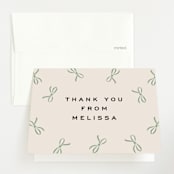 "Wrapped Up" - Baby Shower Thank You Cards in Pistachio by Olivia Kanaley Inman - Front