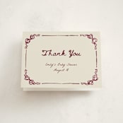 "Bow Corners" - Baby Shower Thank You Cards in Rosewood by Cass Loh - Front