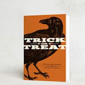 "Trick or Treat Raven" - Halloween Cards in Pumpkin by Alex Elko Design - Folded Card
