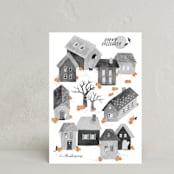 "Pumpkin Village" - Halloween Cards in Soot by Dani Lugato - Front