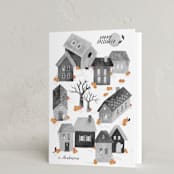 "Pumpkin Village" - Halloween Cards in Soot by Dani Lugato - Folded Card