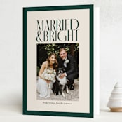 "Married & Bright" - Holiday Cards in Spruce by Ekko Studio - Folded Card