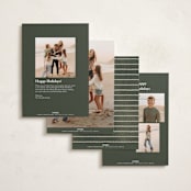 "Botanical Scallop Frame" - Holiday Cards in Wintergreen by Kristen Magee - Back of Card Options