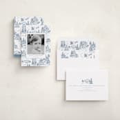 "Christmas Toile" - Holiday Cards in Periwinkle by Jennifer Lew - Assembled