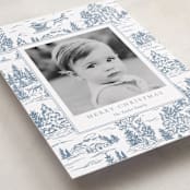 "Christmas Toile" - Holiday Cards in Periwinkle by Jennifer Lew - Detail