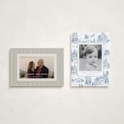 "Christmas Toile" - Holiday Cards in Periwinkle by Jennifer Lew - Photo Orientation Options