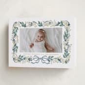 "Watercolor Bow Garland" - Holiday Cards in Blueberry by Jackie Crawford - Folded Card