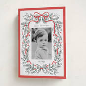 "Bough and Bow" - Holiday Cards in Candy Cane by Itsy Belle Studio - Folded Card