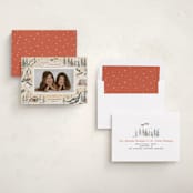 "Snow and Ivory Winter Scene" - Holiday Cards in Eggnog by Becky Nimoy - Assembled