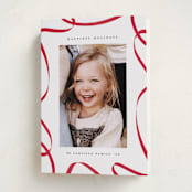 "Christmas Ribbon" - Holiday Cards in Candy Apple by Erica Krystek - Folded Card