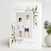 "Delicate Sprigs" - Holiday Cards in Peppermint by Kate Ahn - Folded Card