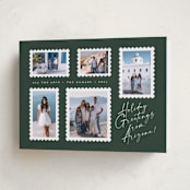 "Stamp Collection" - Holiday Cards in Evergreen by Amy Payne - Folded Card