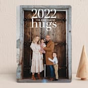 "Sending Hugs" - Holiday Cards in Snow by Up Up Creative - Front