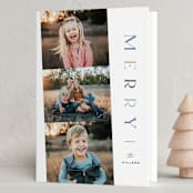 "Triple" - Holiday Cards in Denim by Pixel and Hank - Folded Card