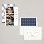 "Triple" - Holiday Cards in Denim by Pixel and Hank - Assembled