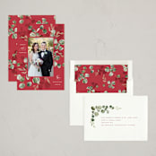 "Winterbloom" - Holiday Cards in Holly Berry by Leah Bisch - Assembled