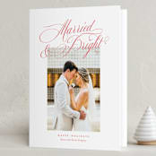 "Bright and Married" - Holiday Cards in Holly Berry by Megan Davis - Folded Card