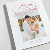"Bright and Married" - Holiday Cards in Holly Berry by Megan Davis - Detail