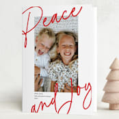 "whimsical peace & joy" - Holiday Cards in Strawberry by Mango Ink - Folded Card