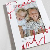"whimsical peace & joy" - Holiday Cards in Strawberry by Mango Ink - Detail