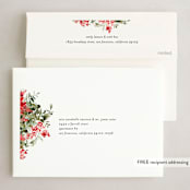 "Holiday Garden" - Holiday Cards in Cranberry by Leah Bisch - FREE Recipient Addressing