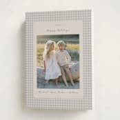 "Gingham Vintage" - Holiday Cards in Ash by Emily Betts - Folded Card