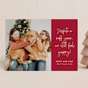 "Feelin Yappy" - Holiday Cards in Cranberry by 2birdstone - Front